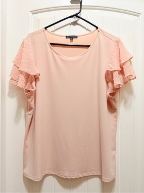 Adrianna Papell Blush Pink Ruffled Sleeve Blouse